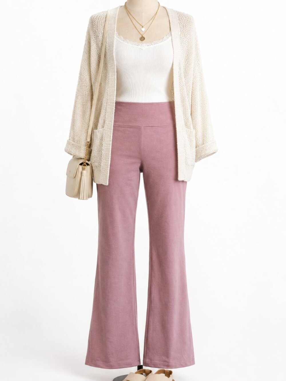 🌸 Pink Bootcut Pants – Size Large